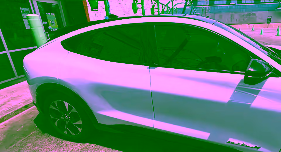 White Ford Mustang Mach-E with ceramic tint on the side windows